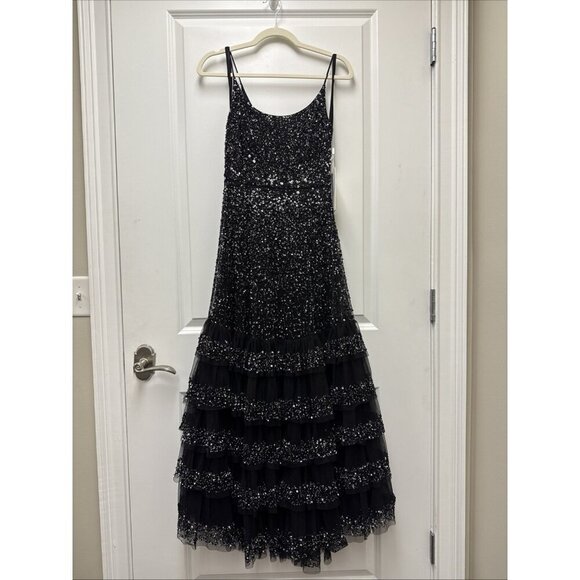 MAC DUGGAL Size 2 Black 10883 Embellished Scoop Neck Tiered Formal Gown Dress - Picture 4 of 10